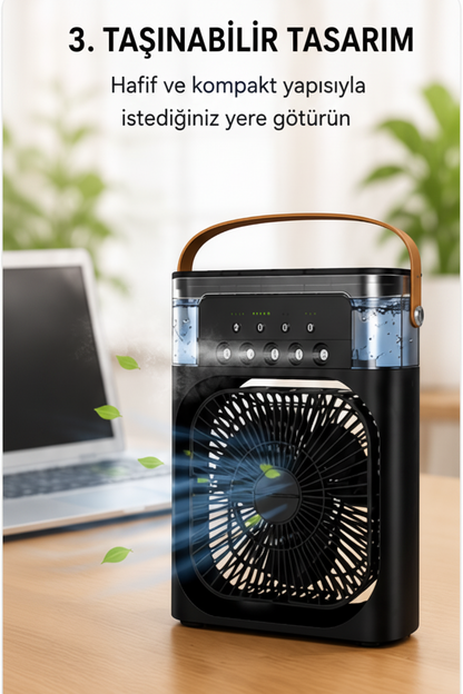 Taşınabilir Mini Klima Fanı | USB Şarjlı Hava Soğutucu & Nemlendirici