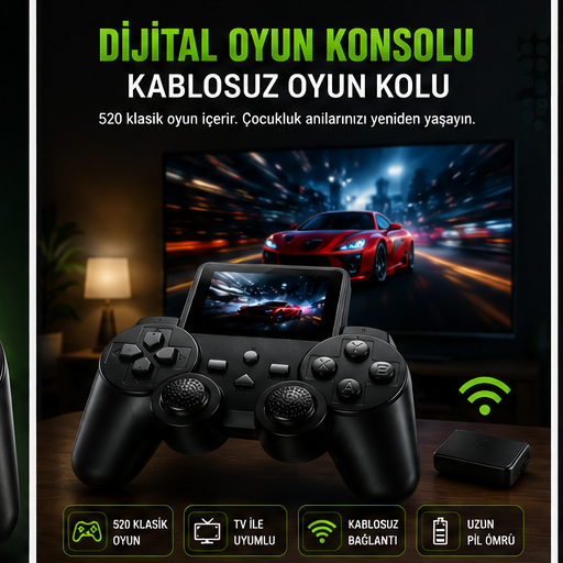 520 Klasik Oyunlu S10 Gamepad Retro Oyun Konsolu | TV Bağlantılı Taşınabilir Oyun Cihazı