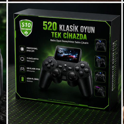 520 Klasik Oyunlu S10 Gamepad Retro Oyun Konsolu | TV Bağlantılı Taşınabilir Oyun Cihazı