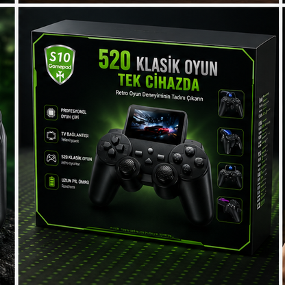 520 Klasik Oyunlu S10 Gamepad Retro Oyun Konsolu | TV Bağlantılı Taşınabilir Oyun Cihazı