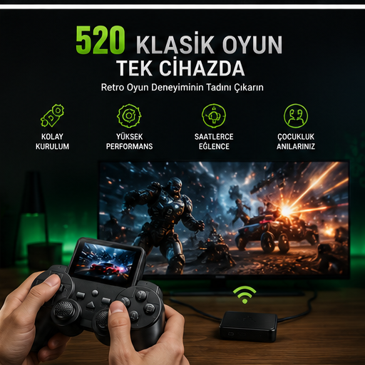 520 Klasik Oyunlu S10 Gamepad Retro Oyun Konsolu | TV Bağlantılı Taşınabilir Oyun Cihazı