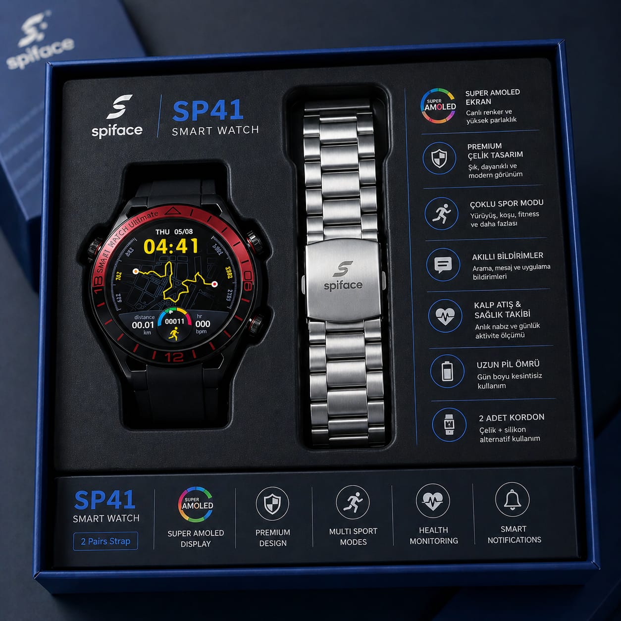 Spiface SP41 Akıllı Saat 1.53 İnç